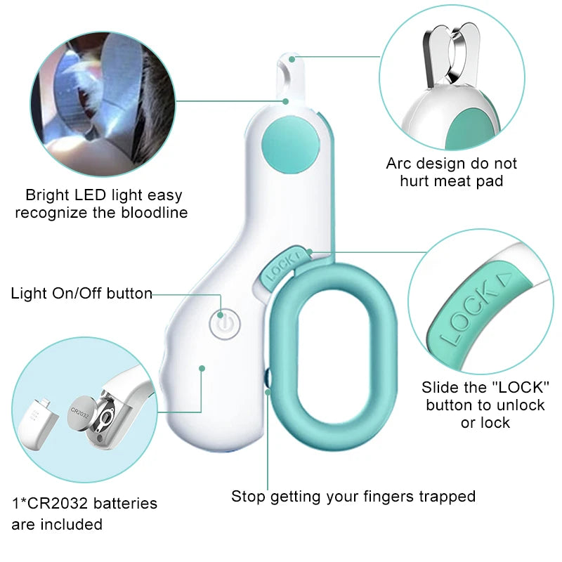 Professional Pet Nail Clipper With LED Light