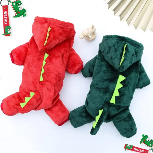 Fleece Dinosaur Dog Jumpsuits