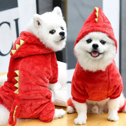 Fleece Dinosaur Dog Jumpsuits