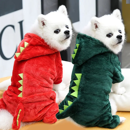 Fleece Dinosaur Dog Jumpsuits