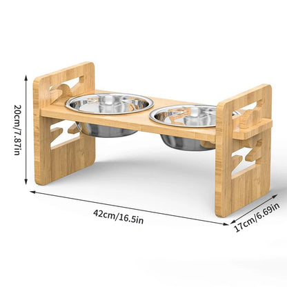 Bamboo And Wood Adjustable Feeding Rack