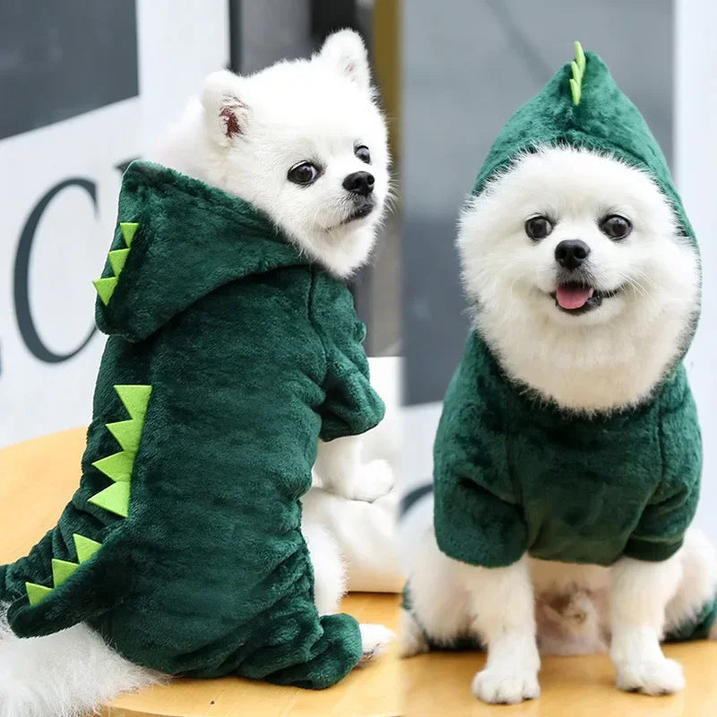 Fleece Dinosaur Dog Jumpsuits