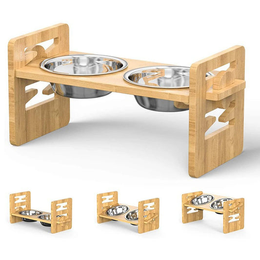 Bamboo And Wood Adjustable Feeding Rack